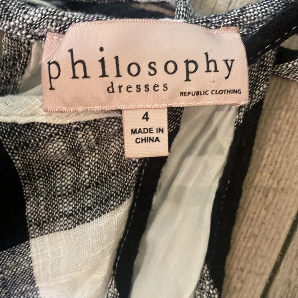 Philosophy Black and White Checkered Dress, Size  4 - Picture 4 of 8